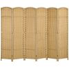 HOMCOM 6 Panel Room Divider, 5.6 Ft Tall Freestanding Privacy Screen, Natural Wood Flexible Space Partition