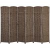 HOMCOM Folding Room Divider Screen 6 Panel 6' Tall Privacy Screen Freestanding Wood Partition for Home Office, Brown