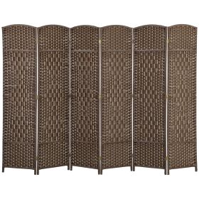 HOMCOM Folding Room Divider Screen 6 Panel 6' Tall Privacy Screen Freestanding Wood Partition for Home Office, Brown