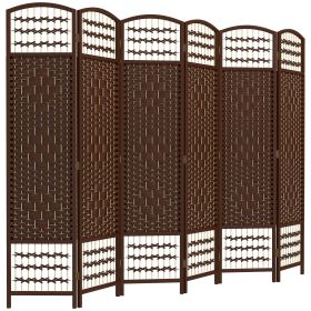 HOMCOM 6-Panel Folding Privacy Screen, Brown Wave Fiber, Lightweight, for Home Office