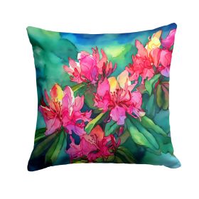 West Virginia Rhododendrons in Watercolor Throw Pillow Machine Washable, Indoor Outdoor Decorative Pillow for Couch, Bed or Patio, 18Hx18W