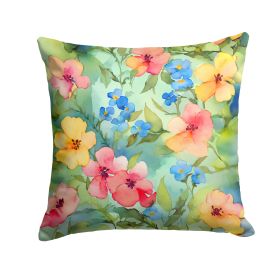 Alaska Forget-me-nots in Watercolor Throw Pillow Machine Washable, Indoor Outdoor Decorative Pillow for Couch, Bed or Patio, 18Hx18W