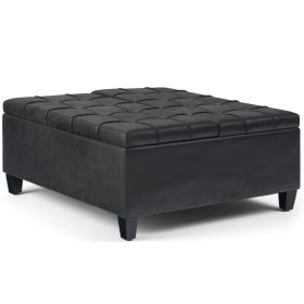 Harrison - Coffee Table Storage Ottoman - Distressed Black