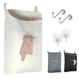 Hanging Laundry Hamper with Over Door Hooks & Adhesive Durable Space Saving Laundry Bag with Zipper and Wide Open Top Hanging Dorm Laundry Hamper