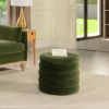 Fuji 19" Oversized Round Storage Ottoman, Olive Green Performance Velvet