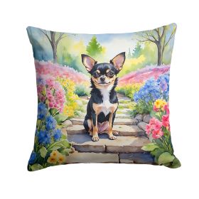 Chihuahua Spring Path Throw Pillow Machine Washable, Indoor Outdoor Decorative Pillow for Couch, Bed or Patio, 14Hx14W