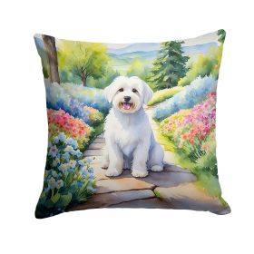 Coton de Tulear Spring Path Throw Pillow Machine Washable, Indoor Outdoor Decorative Pillow for Couch, Bed or Patio, 14Hx14W