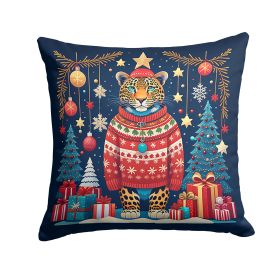 Leopard Christmas Throw Pillow Machine Washable, Indoor Outdoor Decorative Pillow for Couch, Bed or Patio, 14Hx14W