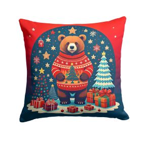 Bear Christmas Throw Pillow Machine Washable, Indoor Outdoor Decorative Pillow for Couch, Bed or Patio, 14Hx14W