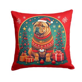 Shar Pei Christmas Throw Pillow Machine Washable, Indoor Outdoor Decorative Pillow for Couch, Bed or Patio, 14Hx14W