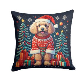 Apricot Toy Poodle Christmas Throw Pillow Machine Washable, Indoor Outdoor Decorative Pillow for Couch, Bed or Patio, 14Hx14W