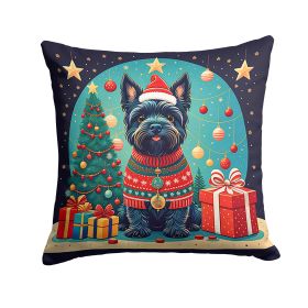 Scottish Terrier Christmas Throw Pillow Machine Washable, Indoor Outdoor Decorative Pillow for Couch, Bed or Patio, 14Hx14W