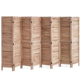 VEVOR Wood Room Divider, 8 Panel Wood Folding Privacy Screen, 66.9 Inches Tall Indoor Louvered Partition Divider, Portable Decoration Screen