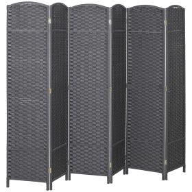 HOMCOM Folding Room Divider Screen 6 Panel 5.6' Tall Privacy Screen Freestanding Room Partition for Home Office, Charcoal Gray