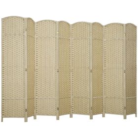 HOMCOM Folding Room Divider Screen 8 Panel 5.6 ' Tall Privacy Screen Freestanding Room Partition for Home Office, Beige