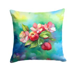 Arkansas Apple Blossom in Watercolor Throw Pillow Machine Washable, Indoor Outdoor Decorative Pillow for Couch, Bed or Patio, 14Hx14W