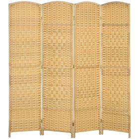 HOMCOM Folding Room Divider Screen 4 Panel 6' Tall Privacy Screen Freestanding Wood Partition for Home Office, Nature Wood