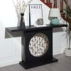 Modern Black Console Table with Gold Accent, Decorative Entryway Table,56in Wood Console Table, Narrow Sofa Table for Entrance, Living Room, Hallway