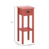 HOMCOM 2-Tier Side Tables Set of 2 with Drawer and Shelf, 2 Pieces End Tables for Living Room and Hallway, Red