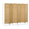 HOMCOM 6 Panel Room Divider, 5.6 Ft Tall Freestanding Privacy Screen, Natural Wood Flexible Space Partition