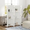 HOMCOM 5 Panel 67" Tall Wood Privacy Screen Room Divider with 3 Shelves and Folding Storage for Bedroom, White
