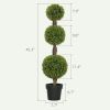 HOMCOM 2 PCS 45.3" Topiary Balls Boxwood Topiary Plants, 3 Ball Fake Plants in Pots for Indoor Outdoor Living Room, Green