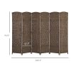 HOMCOM Folding Room Divider Screen 6 Panel 6' Tall Privacy Screen Freestanding Wood Partition for Home Office, Brown