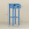 HOMCOM 2-Tier Side Table with Drawer Shelf, End Table for Living Room Hallway, Light Blue