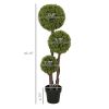 HOMCOM 45.3" Artificial Ball Boxwood Topiary Tree Fake Plant in Pot for Indoor Outdoor Living Room Decoration Light Green