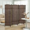 HOMCOM Folding Room Divider Screen 6 Panel 6' Tall Privacy Screen Freestanding Wood Partition for Home Office, Brown