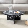 Versatile MDF Black Round Coffee Table for Various Interior Styles, Exhibiting Modern Minimalism and Nordic Charm
