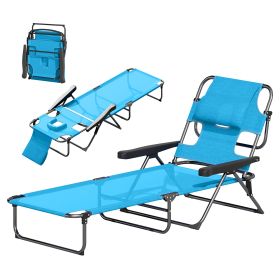 Folding Lounge Chair W Reclining Back, Light Blue (Option: Light Blue)