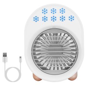 4 In 1 Portable Mini Desktop Air Conditioner Fan Water Mist Cooling Fan USB Rechargeable Humidifier Fan Evaporative Air Cooler 3 Wind Modes Color (Color: White)