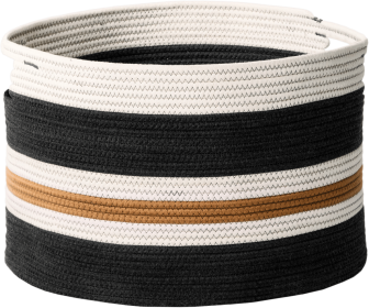 Cotton Round Laundry and Storage Basket - M (Color: as Pic)