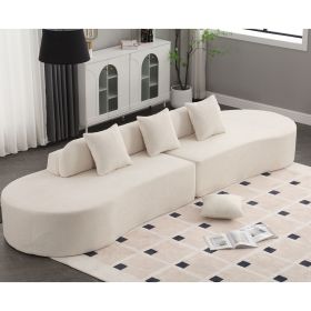 [NEW ARRIVED] [VIDEO PROVIDED] Modern curved combination sofa, terrycloth fabric sofa, minimalist sofa in living room, apartment, no assembly req (Color: as Pic)