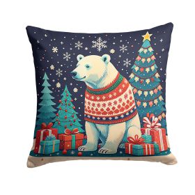 Polar Bear Christmas Throw Pillow Machine Washable, Indoor Outdoor Decorative Pillow for Couch, Bed or Patio, 14Hx14W (Default: Default)