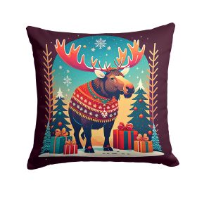 Moose Christmas Throw Pillow Machine Washable, Indoor Outdoor Decorative Pillow for Couch, Bed or Patio, 14Hx14W (Default: Default)