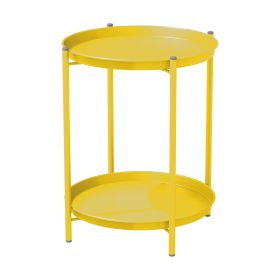 2-Tier End Table Round Accent Table (Color: Yellow)
